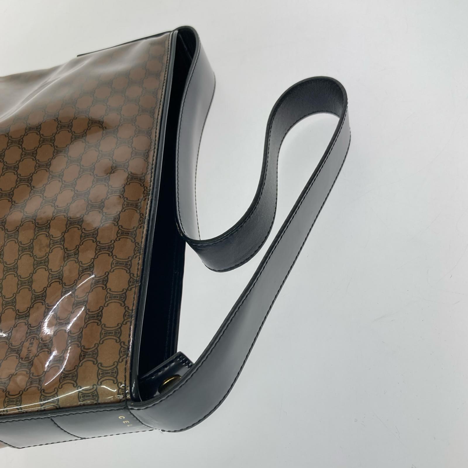 CELINE エナメル マカダム ショルダーバッグ