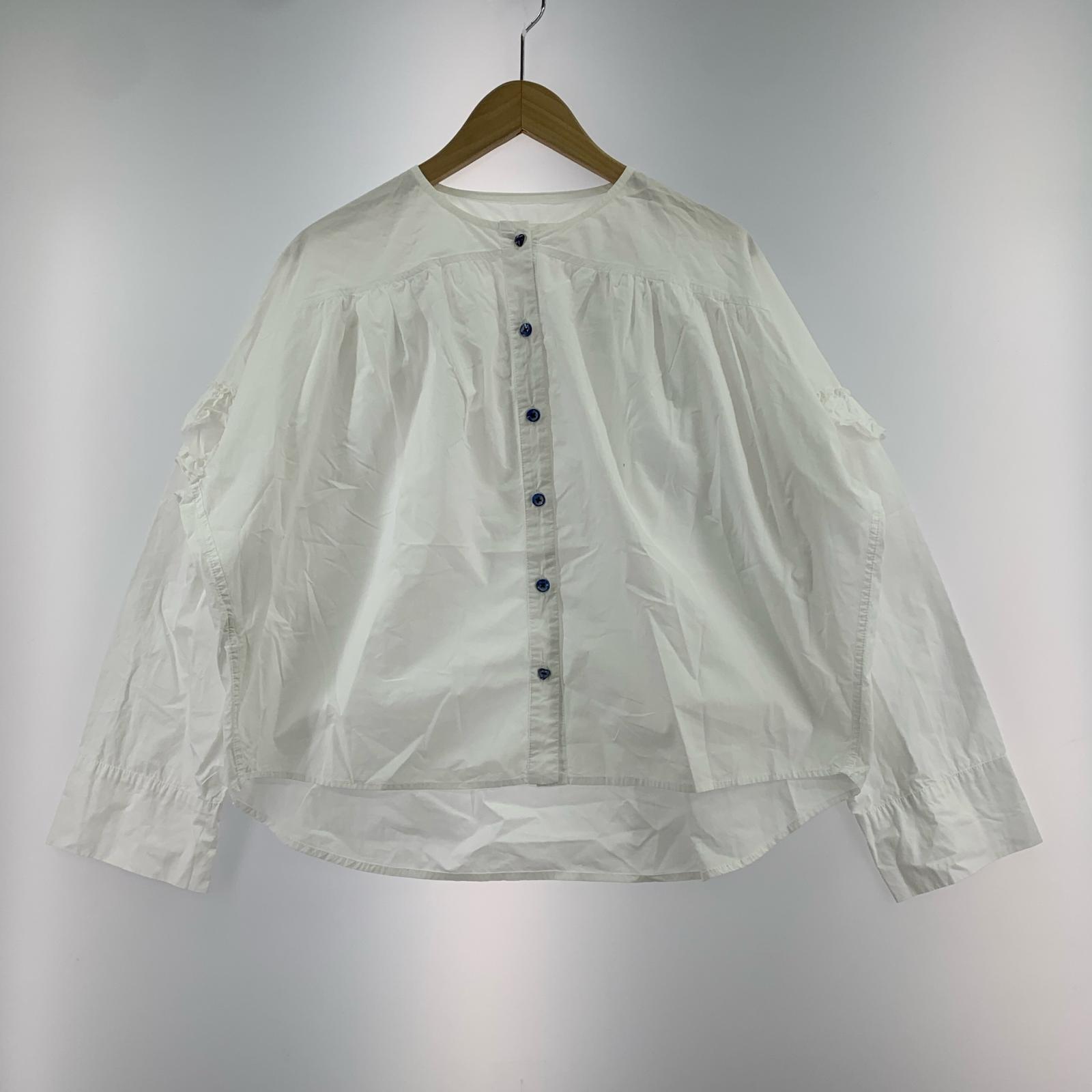長袖シャツ imakokoni ladies フリルブラウス 白 ホワイト