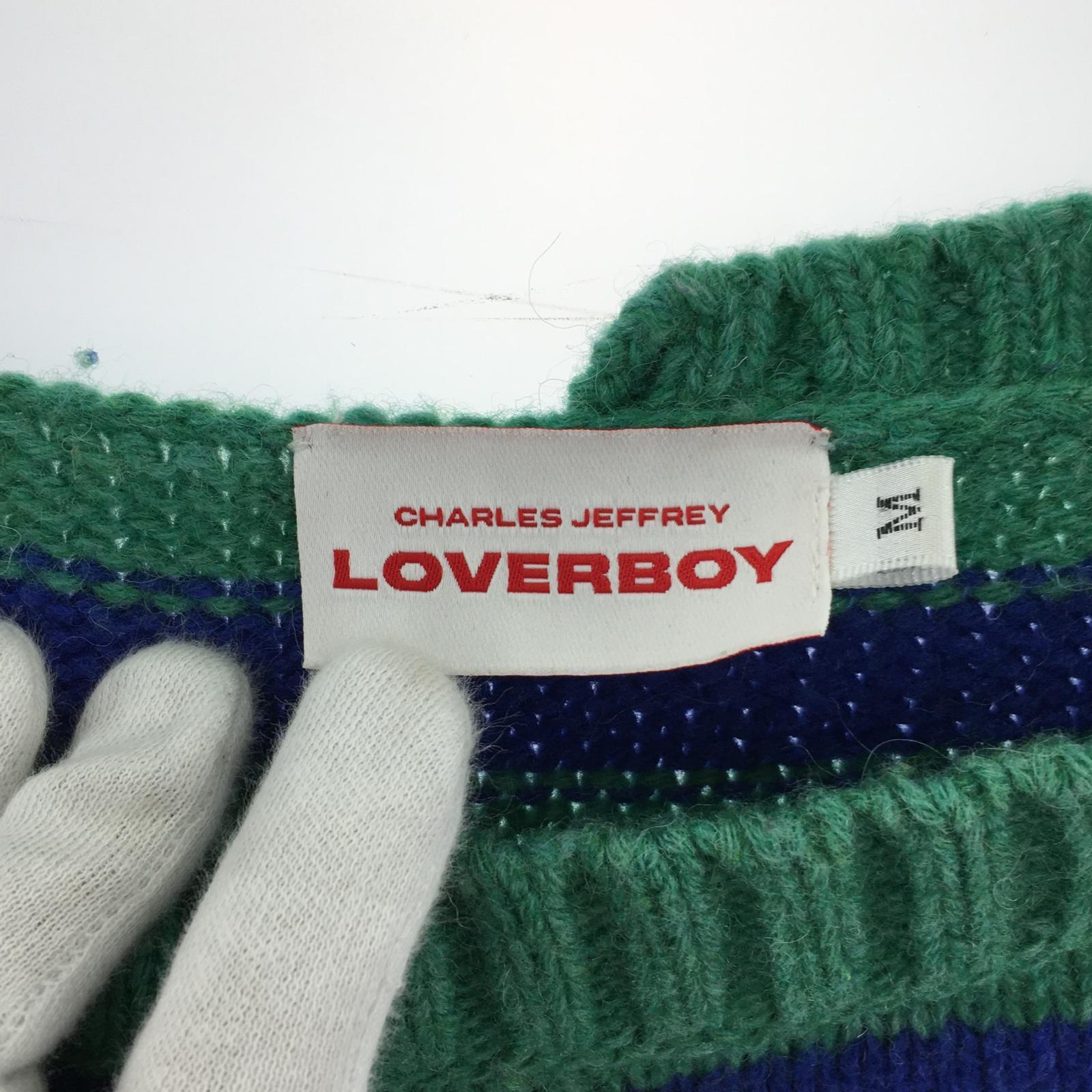 ニット charles jeffrey loverboy ボーダー 緑(M)