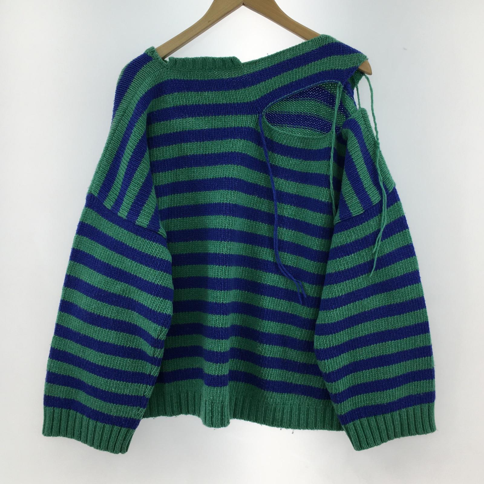 ニット charles jeffrey loverboy ボーダー 緑(M)