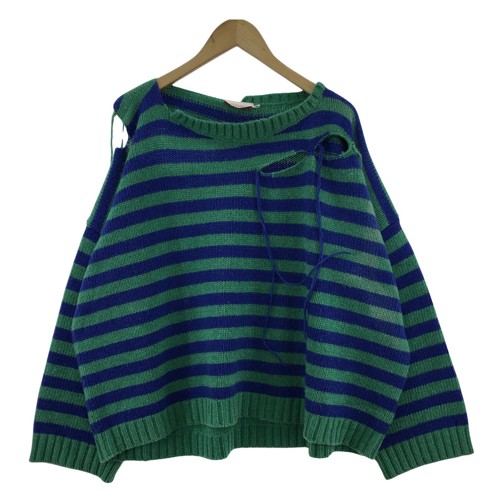 ニット charles jeffrey loverboy ボーダー 緑(M)