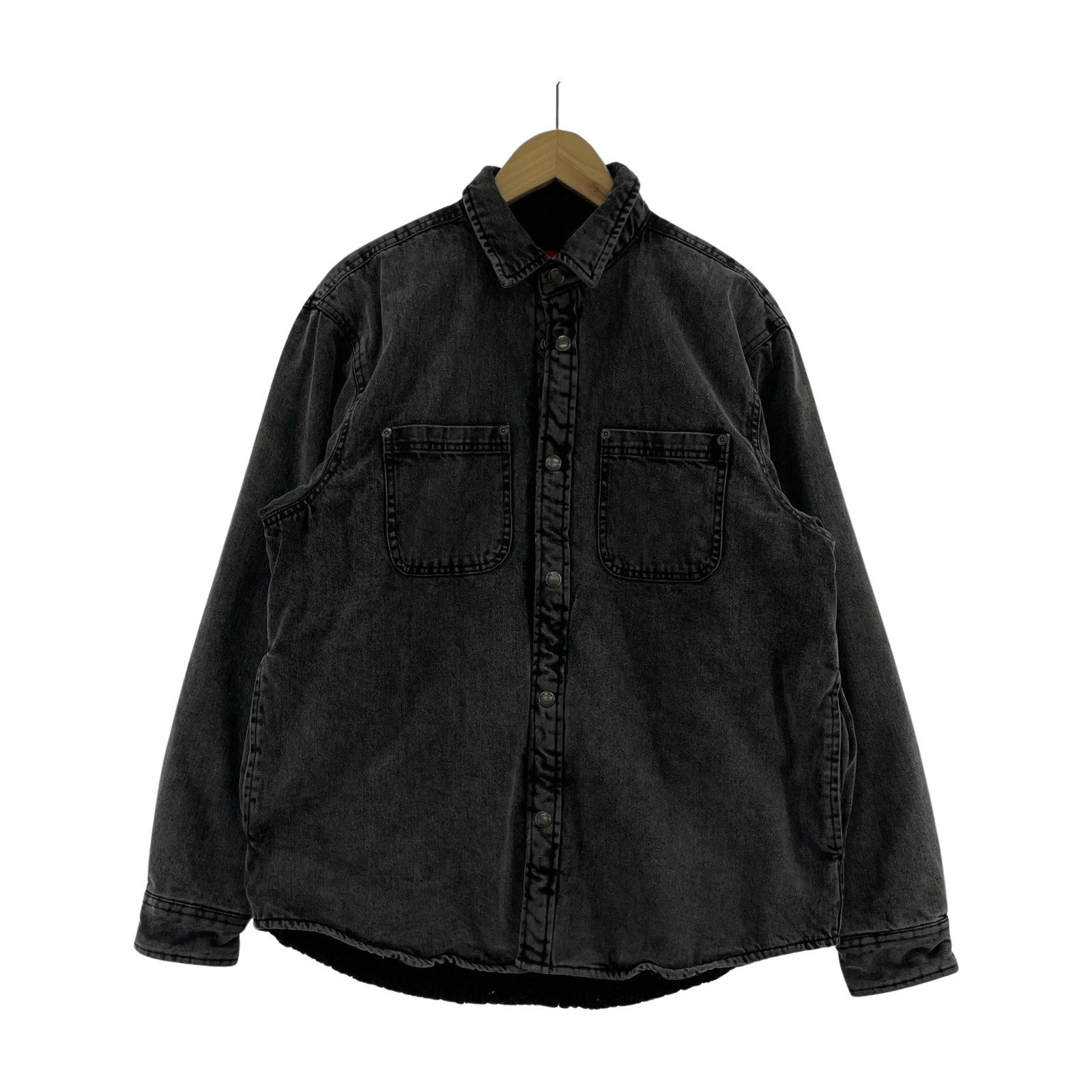 デニムジャケット 24AW Faux Shearling Lined Work Shirts 黒 S ブラック