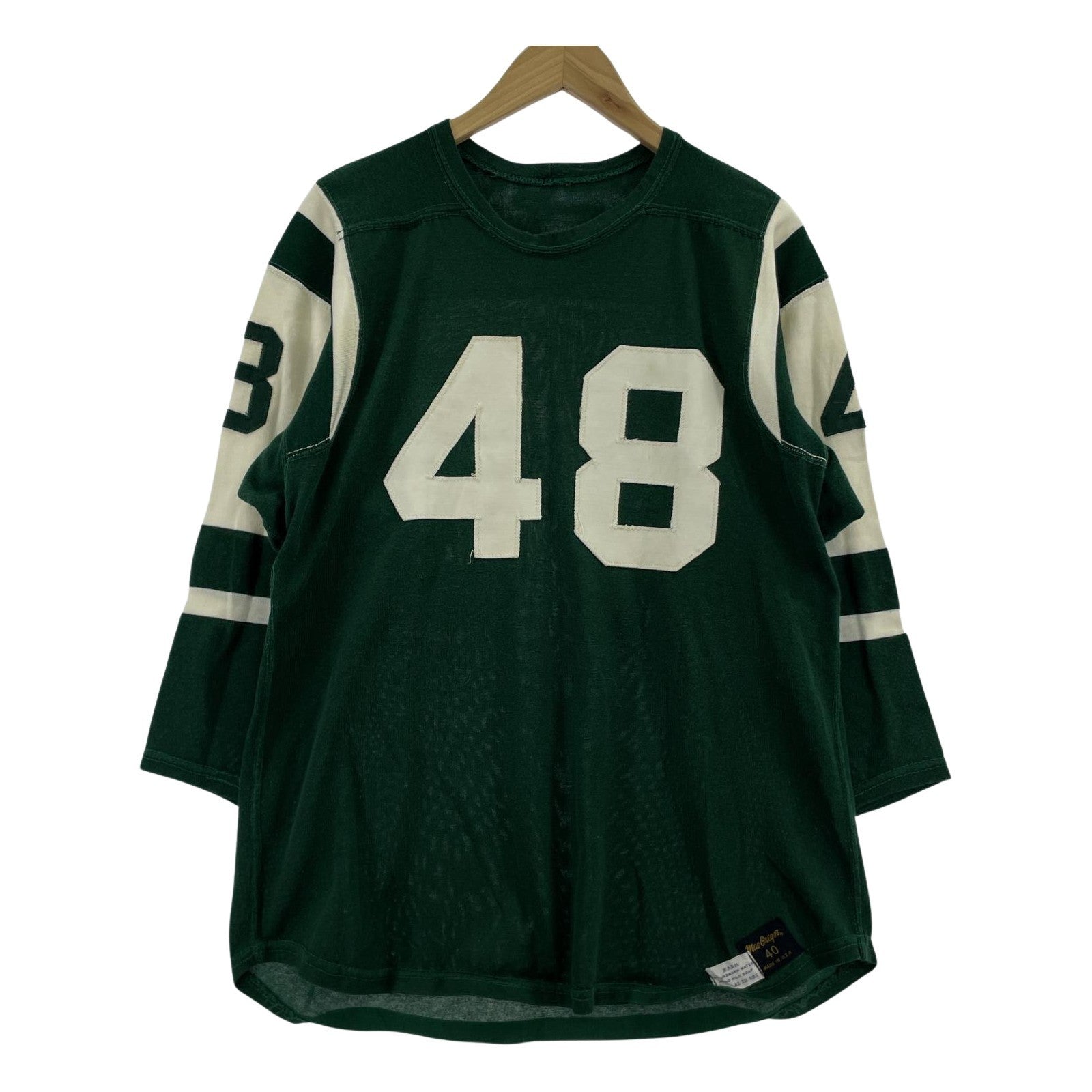 長袖Tシャツ 60s MACGREGOR Rayon Football Tee GRN 40 40 グリーン
