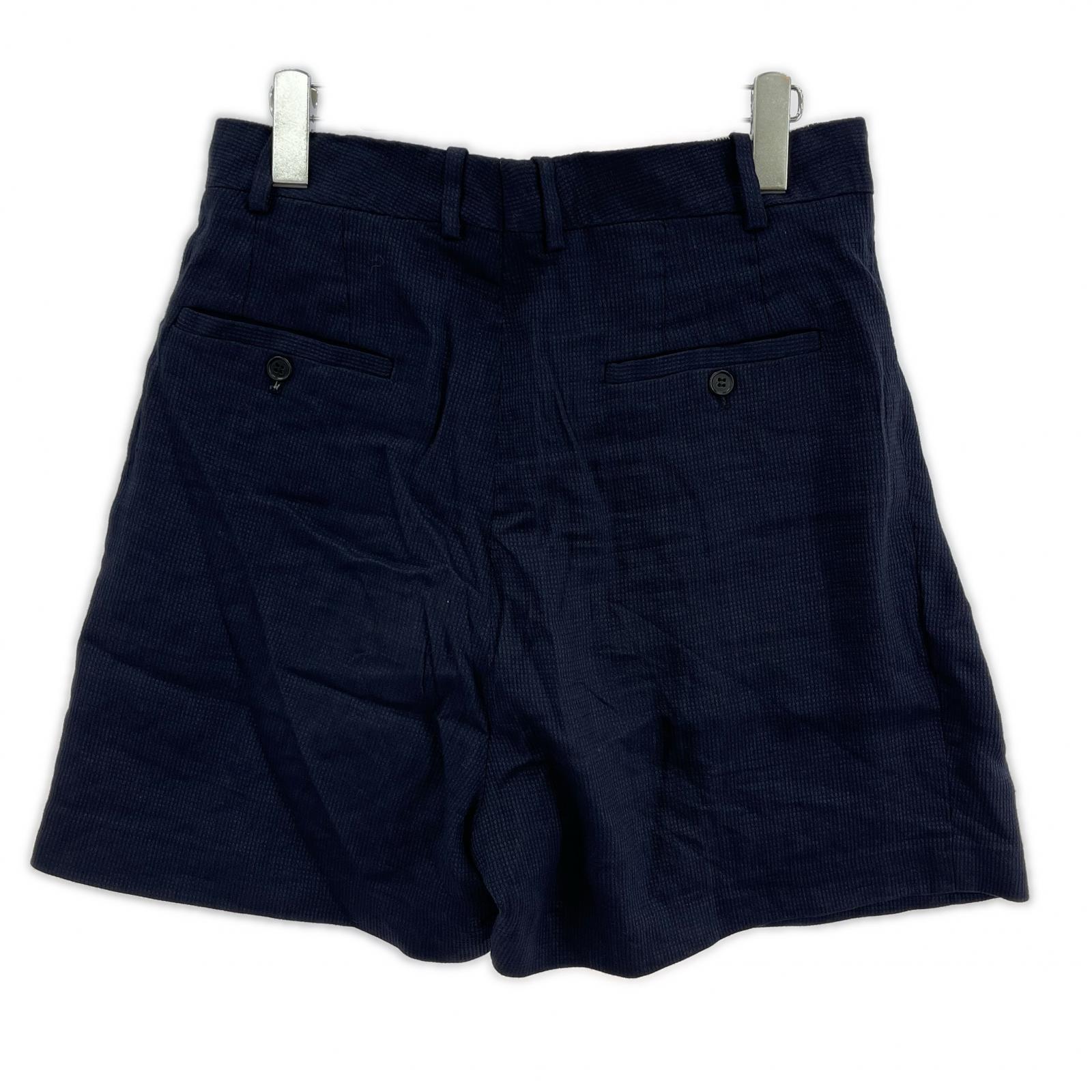 ショートパンツ HED MAYNER 23SS Short Pleated Pants HM00P67 HM059 紺 (XS) ネイビー