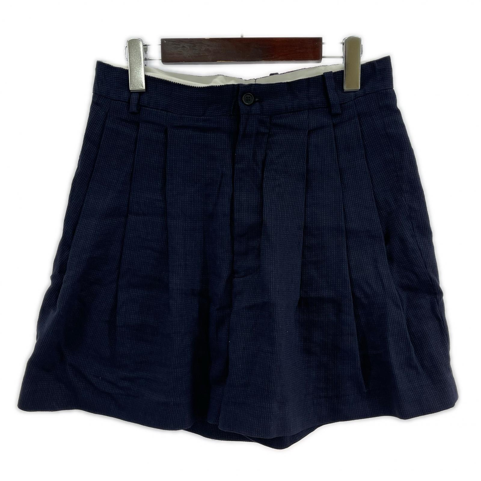 ショートパンツ HED MAYNER 23SS Short Pleated Pants HM00P67 HM059 紺 (XS) ネイビー