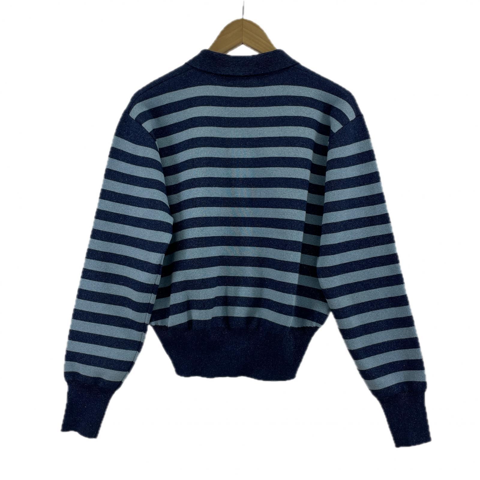 ニット zander zhou 24aw ラメニット ボーダー 青 44 ブルー