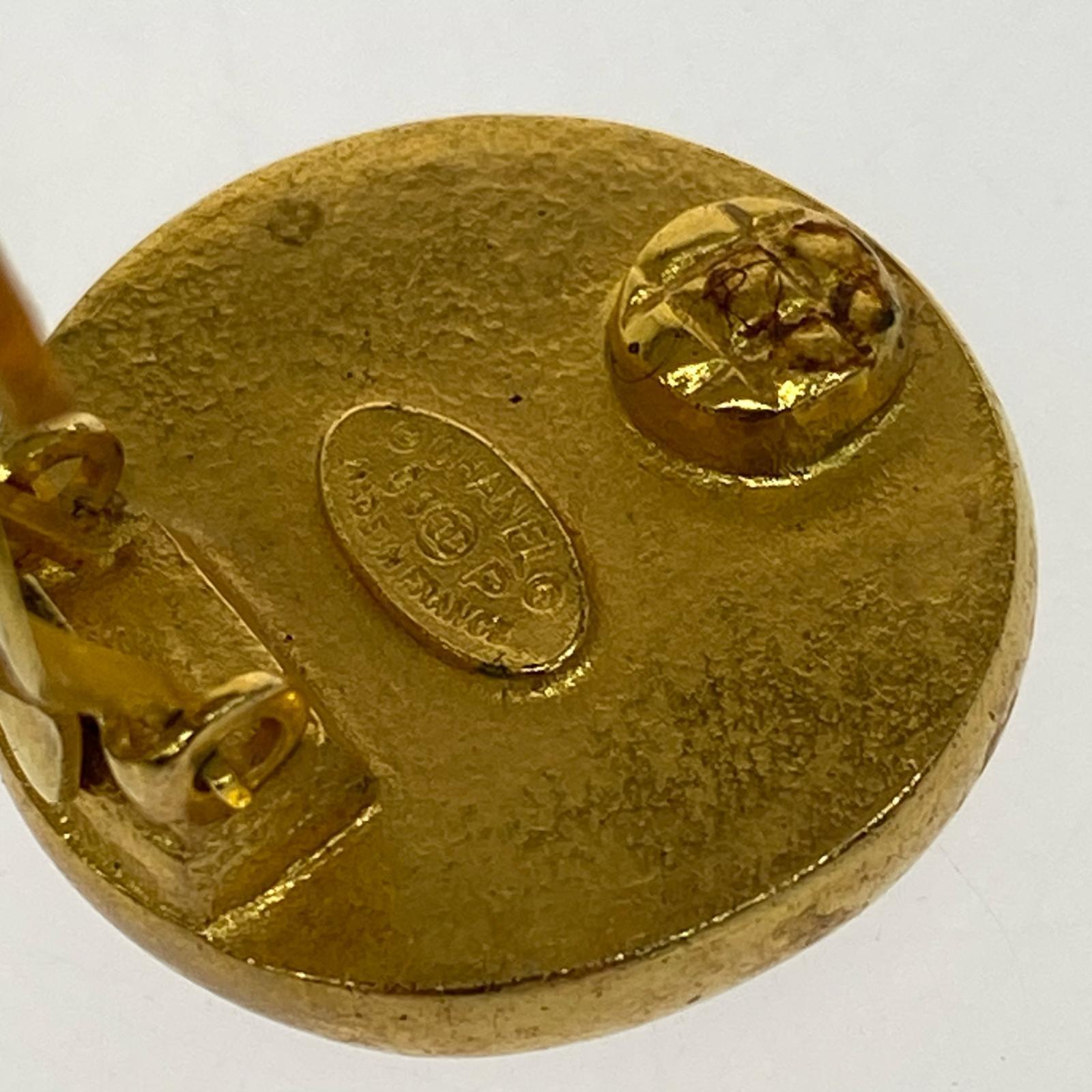 CHANEL イヤリング 黒 金縁