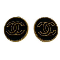 CHANEL イヤリング 黒 金縁