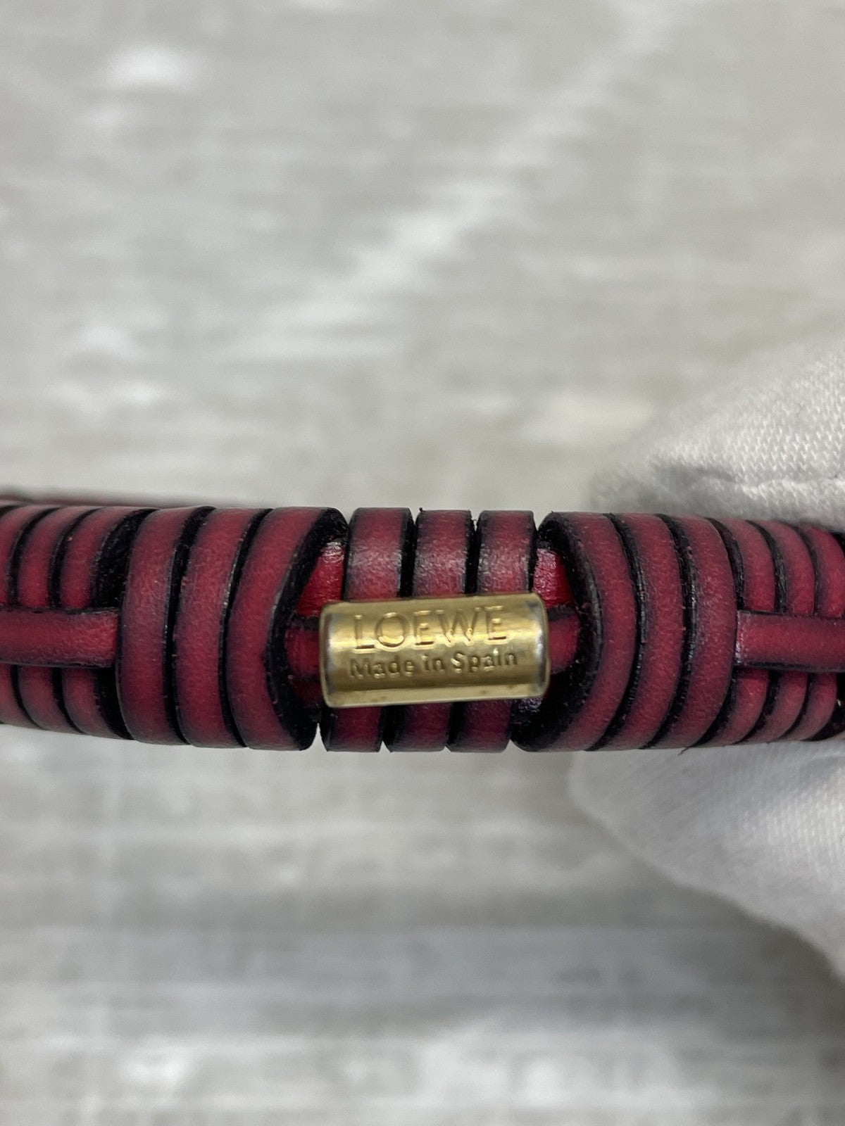 LOEWE 真鍮×クラシックカーフ カーフスキン ウーブンバングル
