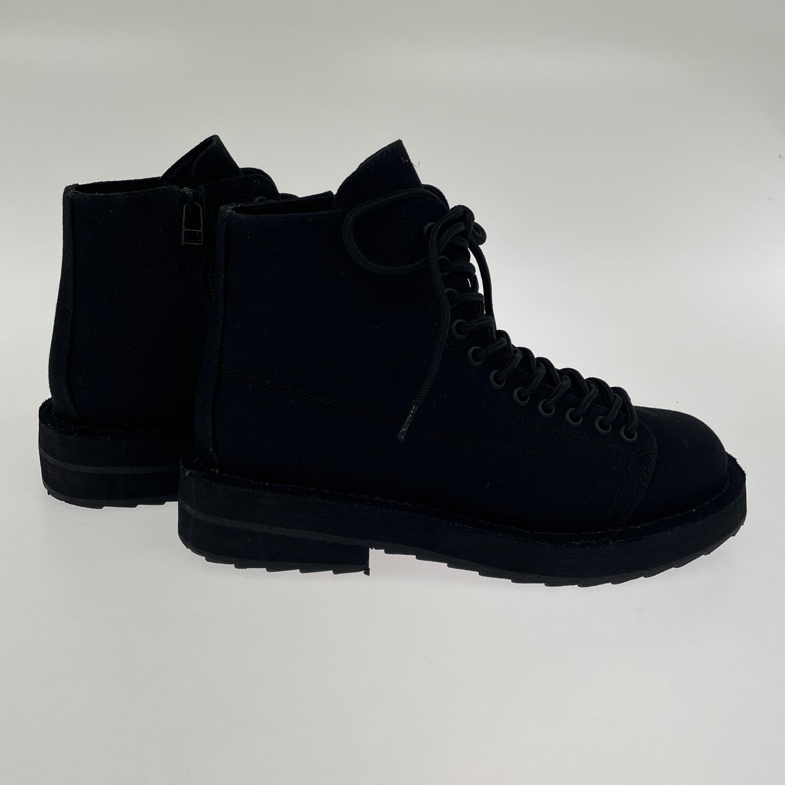 ブーツ COTTON CANVAS LACE-UP BIKER BOOTS/2 ブラック
