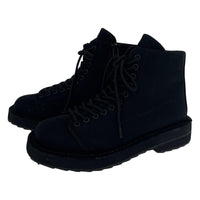 ブーツ COTTON CANVAS LACE-UP BIKER BOOTS/2 ブラック