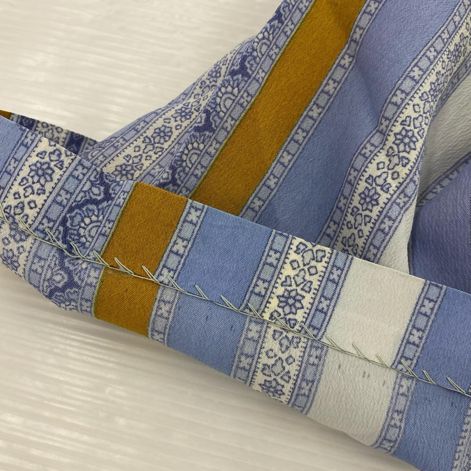 半袖シャツ 70s ペイズリー ボーダー 青 M M ブルー
