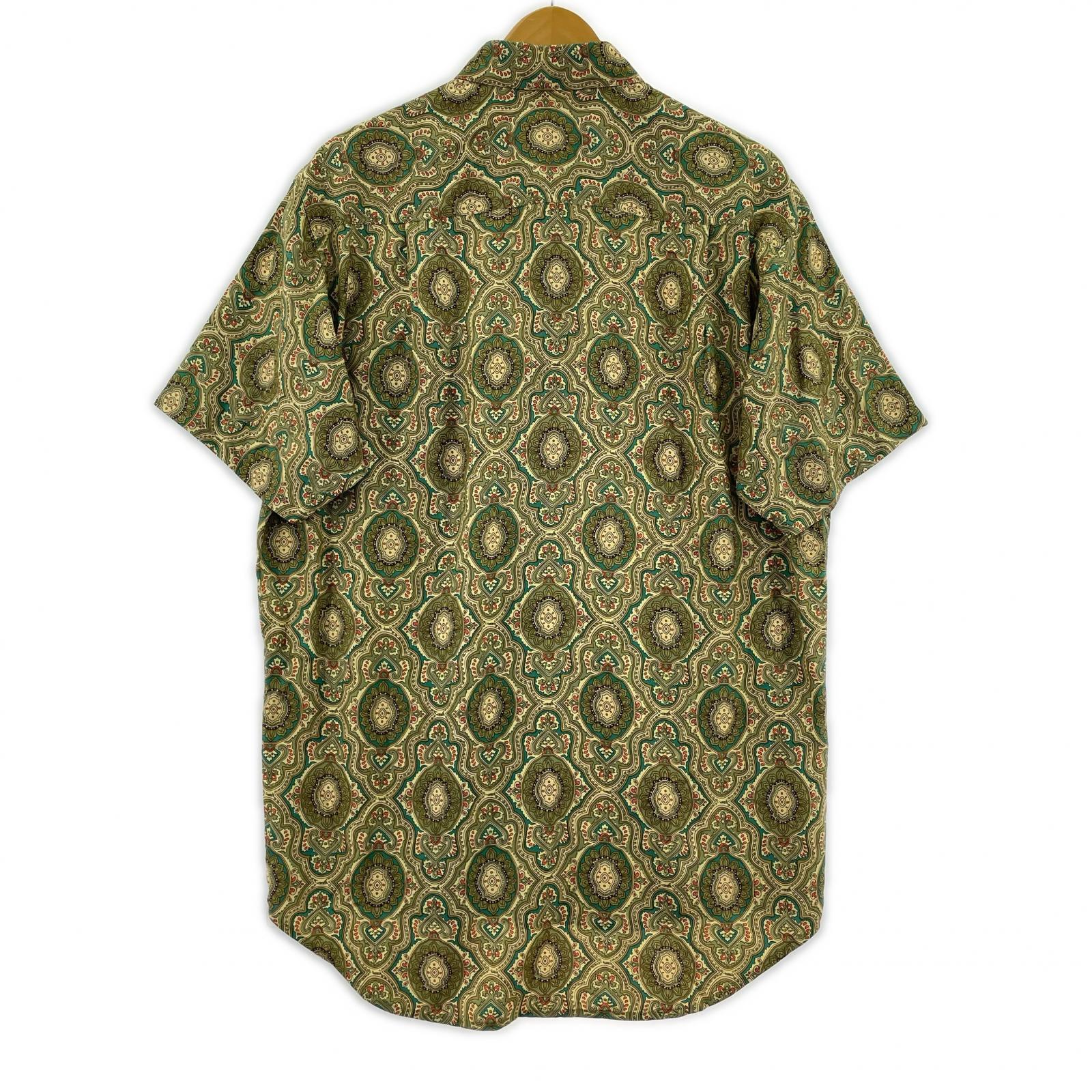 半袖シャツ 60s ペイズリー柄 シルクシャツ 黄緑