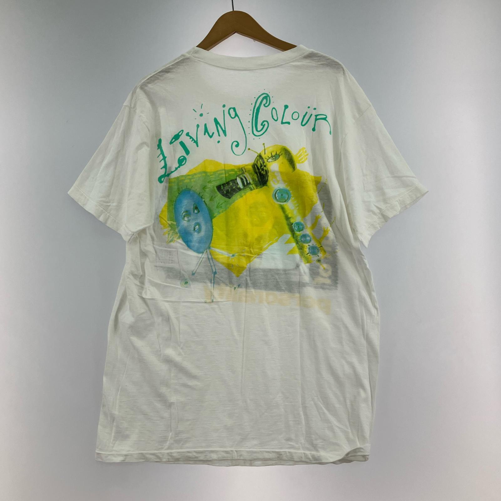 半袖Tシャツ 80s Living Colour プリントS/Sカットソー 白 ホワイト