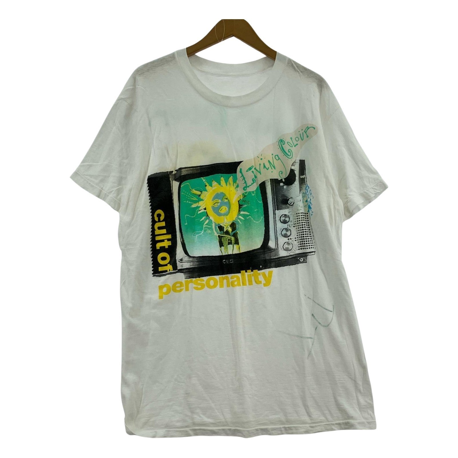 半袖Tシャツ 80s Living Colour プリントS/Sカットソー 白 ホワイト