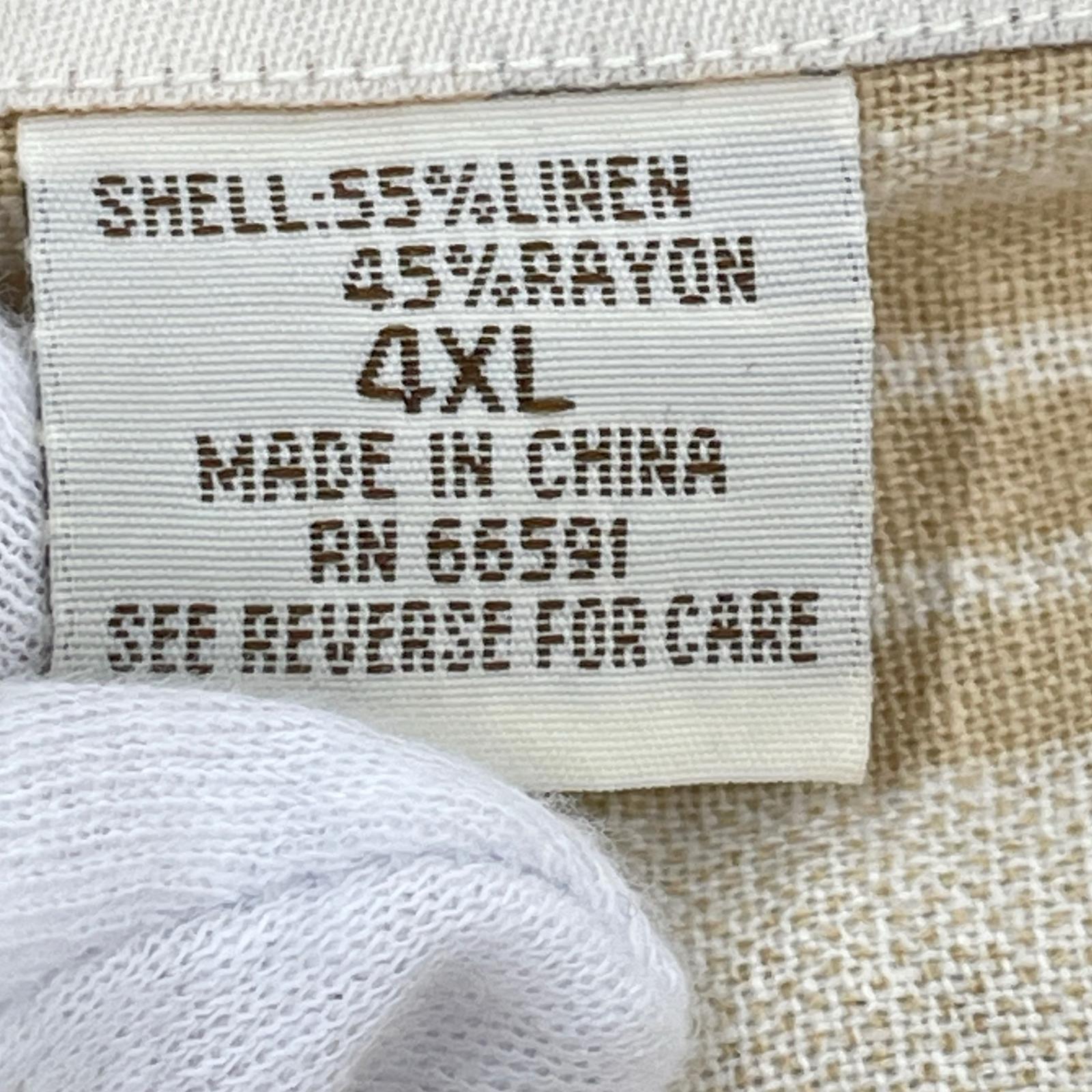 半袖シャツ リネン・レーヨン 総柄 ベージュ(4XL) ベージュ