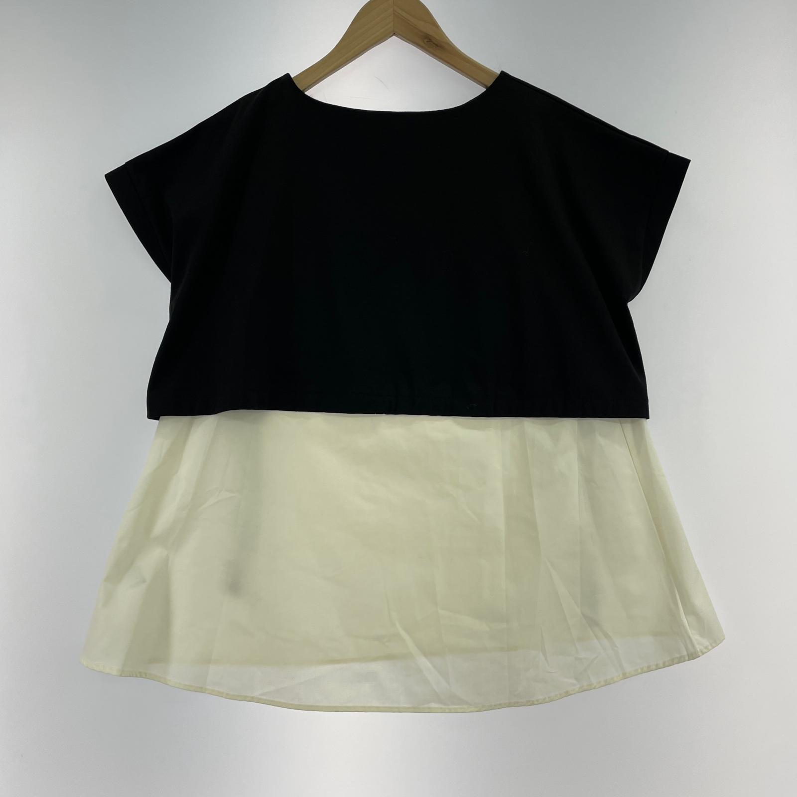 半袖Tシャツ Jena espace merveilleux ドッキングブラウス ブラック