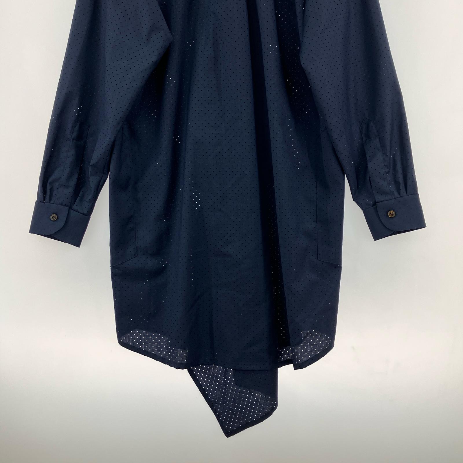 長袖シャツ BLESS 23SS NECKERCHIEFDRESS PERFORATED WOOL L ネイビー L ネイビー