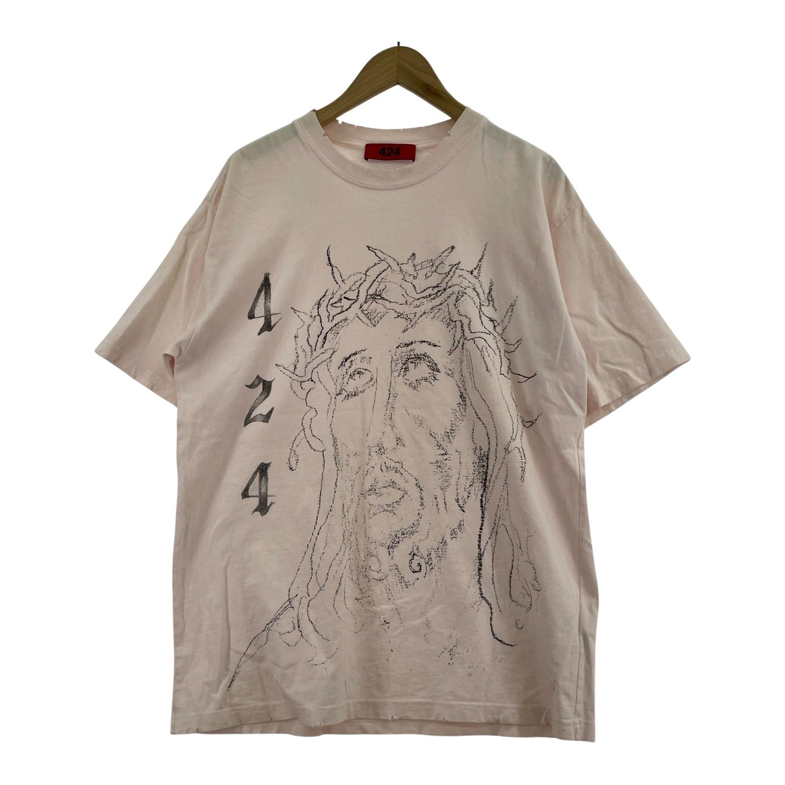 半袖Tシャツ スケッチプリントTee M ピンク