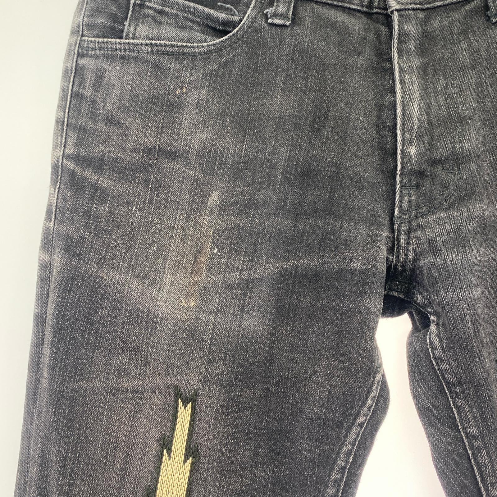 デニムパンツ NUMBER (N)INE 05AW ハイストリート期 オルテガ 刺繍 スキニーデニムパンツ 2 ブラック ブラック