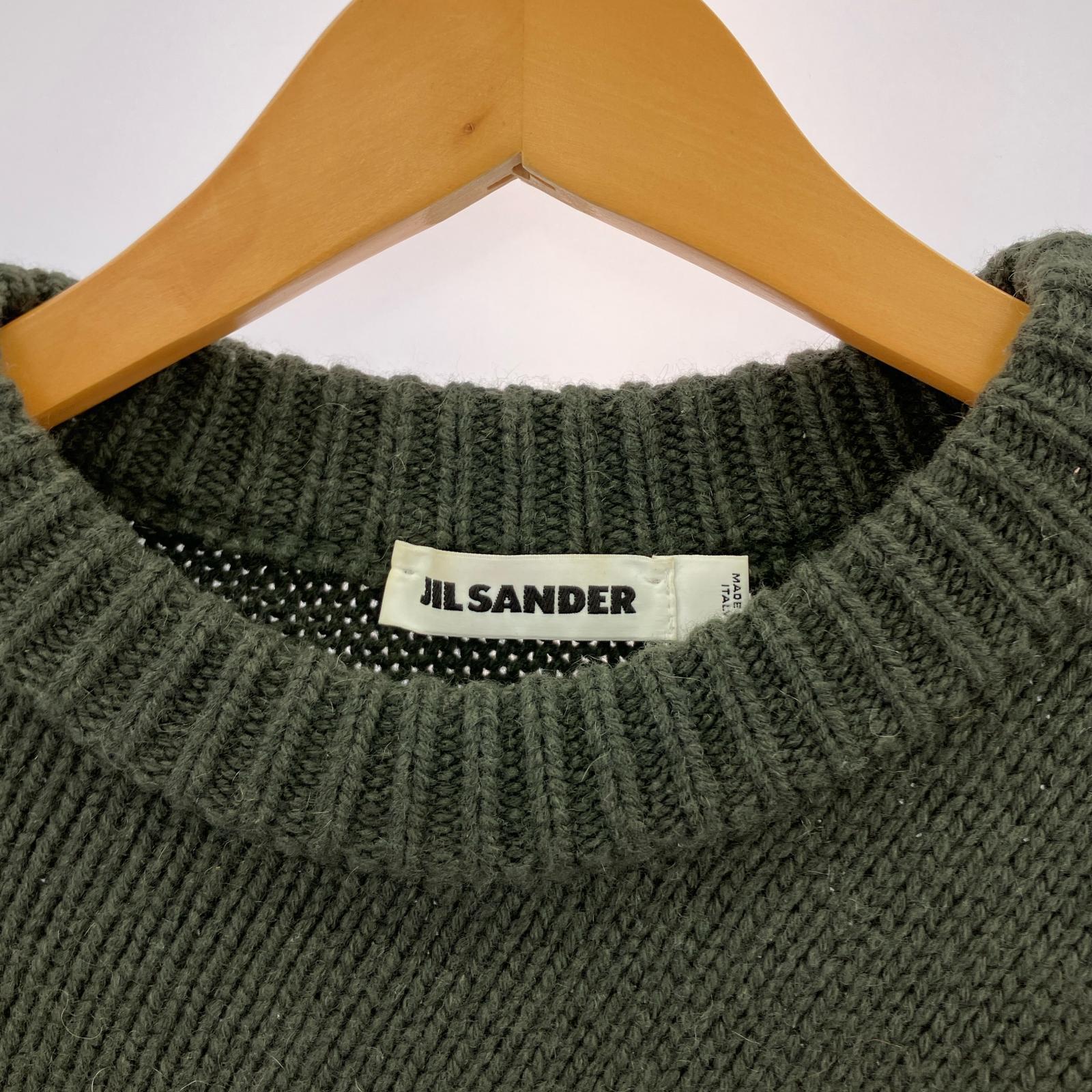 ニット JIL SANDER カシミヤ混クルーネックニット 48 オリーブ 48