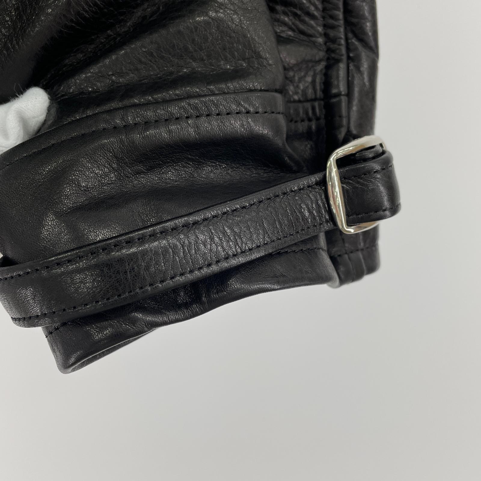 ライダースジャケット LEATHER DOUBLE RIDERS JACKET/L L ブラック