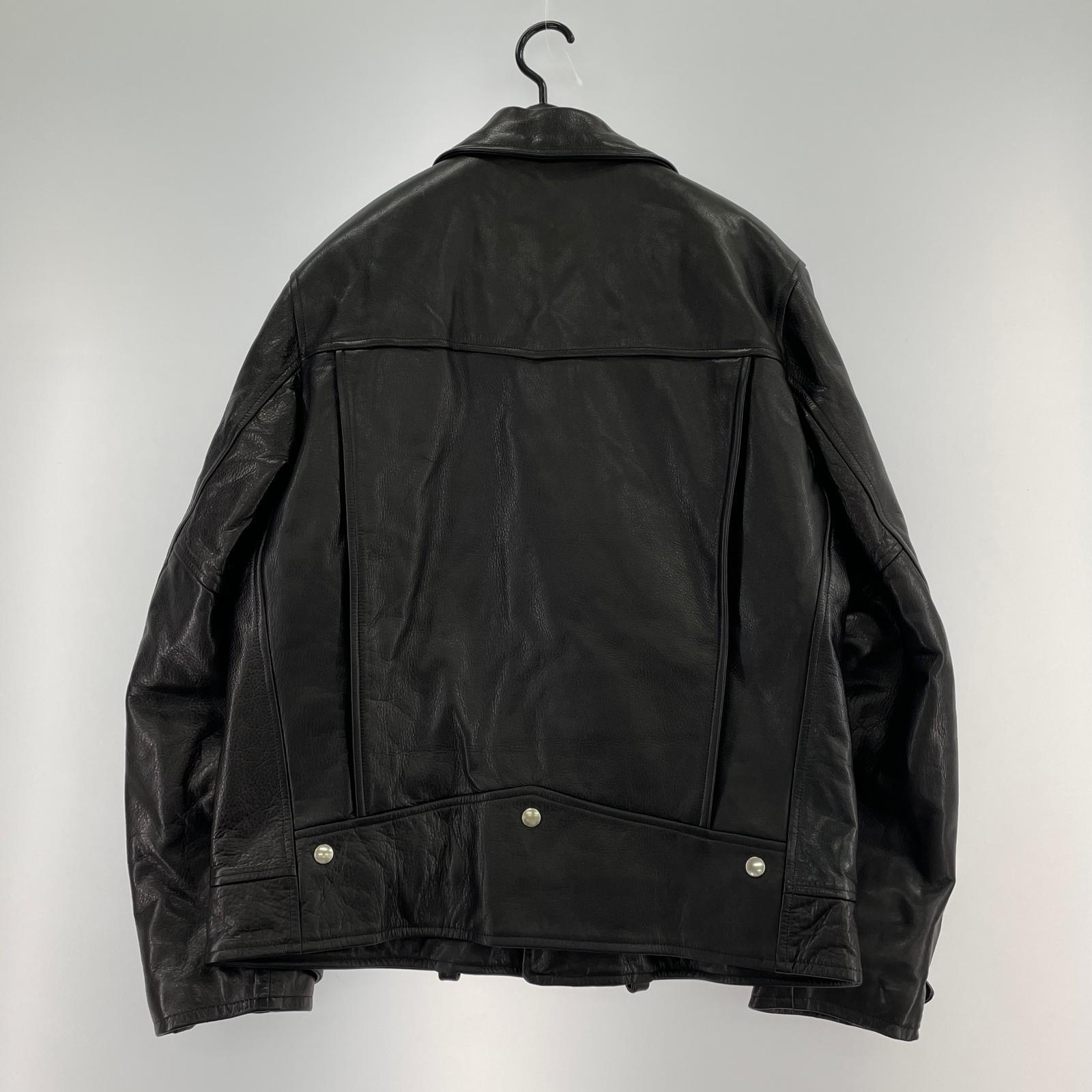 ライダースジャケット LEATHER DOUBLE RIDERS JACKET/L L ブラック