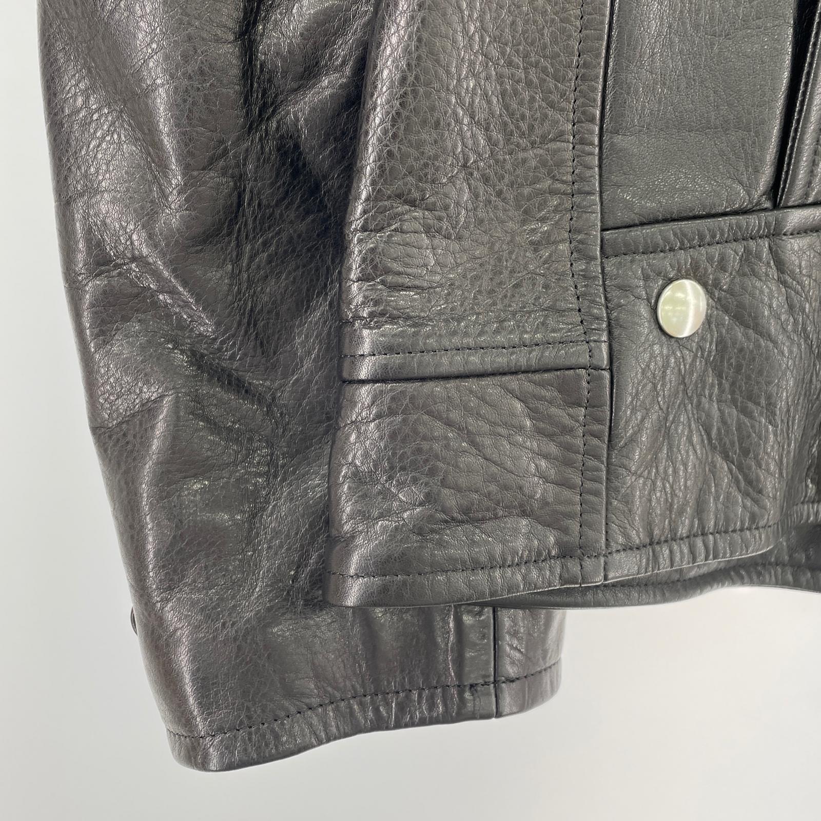 ライダースジャケット LEATHER DOUBLE RIDERS JACKET/L L ブラック