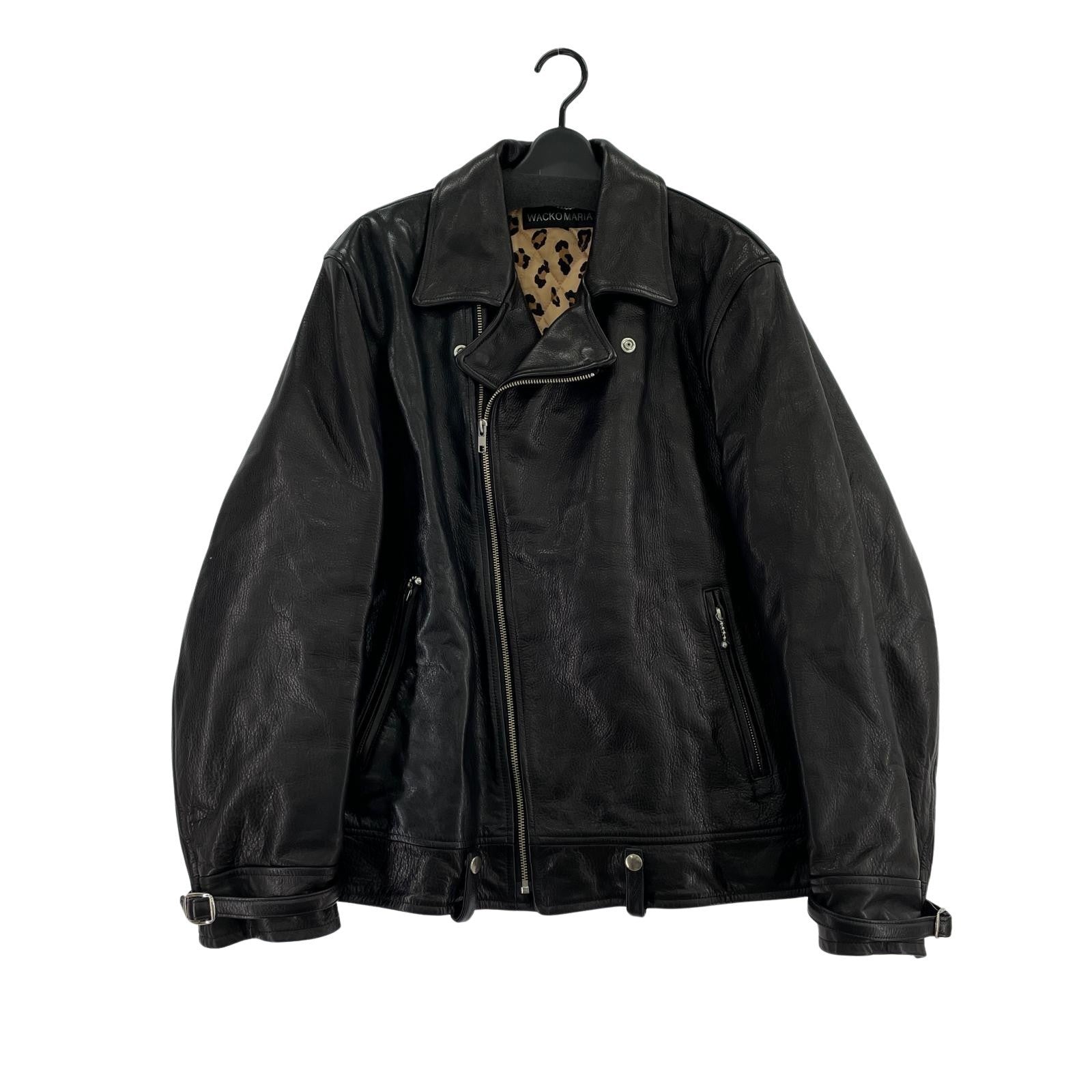 ライダースジャケット LEATHER DOUBLE RIDERS JACKET/L L ブラック