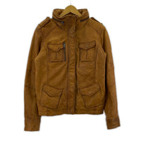 ライダースジャケット Vintage Hooded Leather Jacket M ブラウン