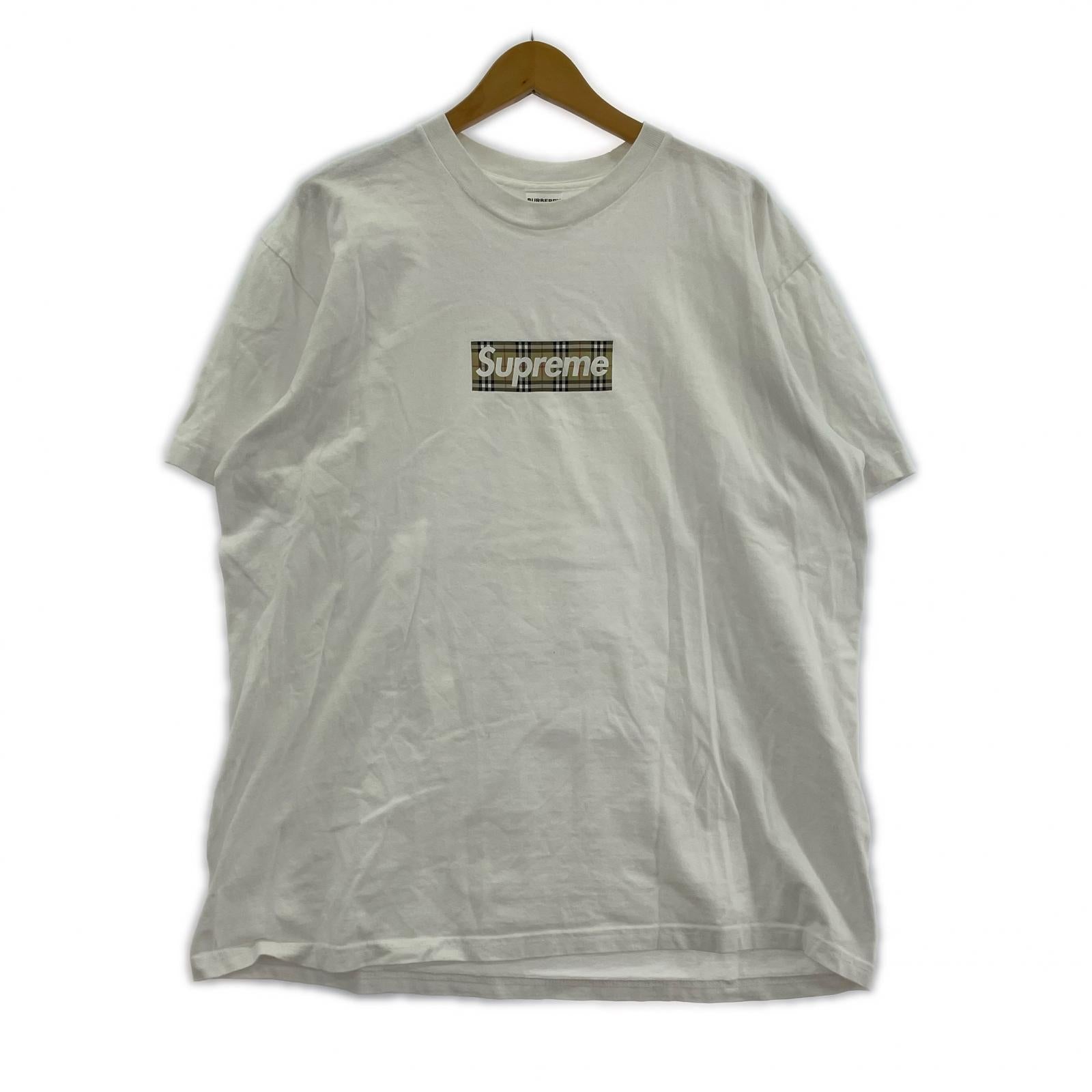 半袖Tシャツ シュプリーム×バーバリー コラボT 若干首元黄ばみ L ホワイト