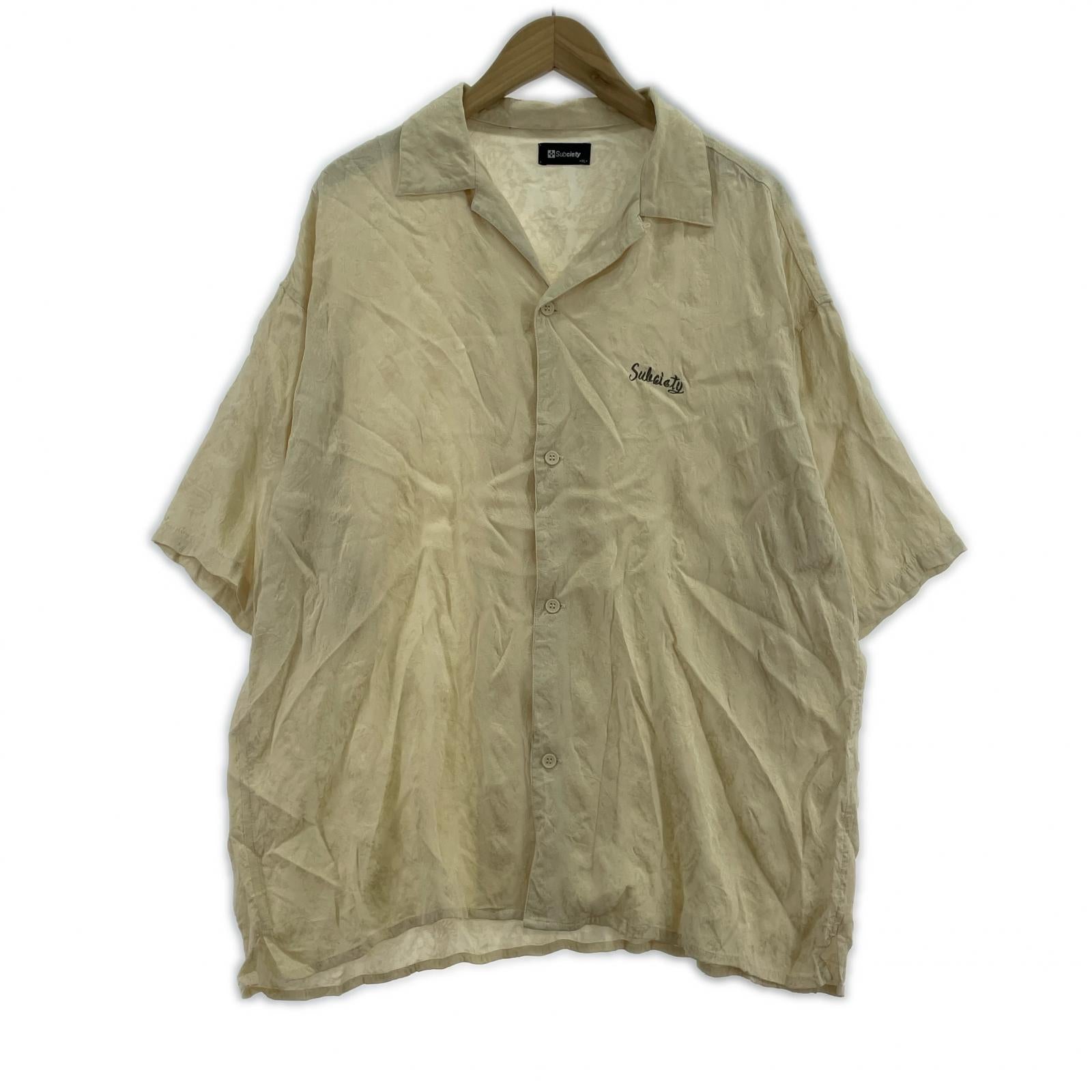 半袖シャツ 総柄S/Sレーヨンシャツ アイボリー (XL)