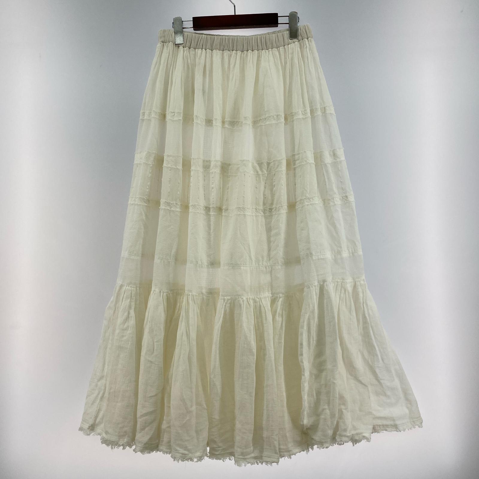 ロングスカート MEDI INDIA COTTON TIERED SKIRT M ホワイト