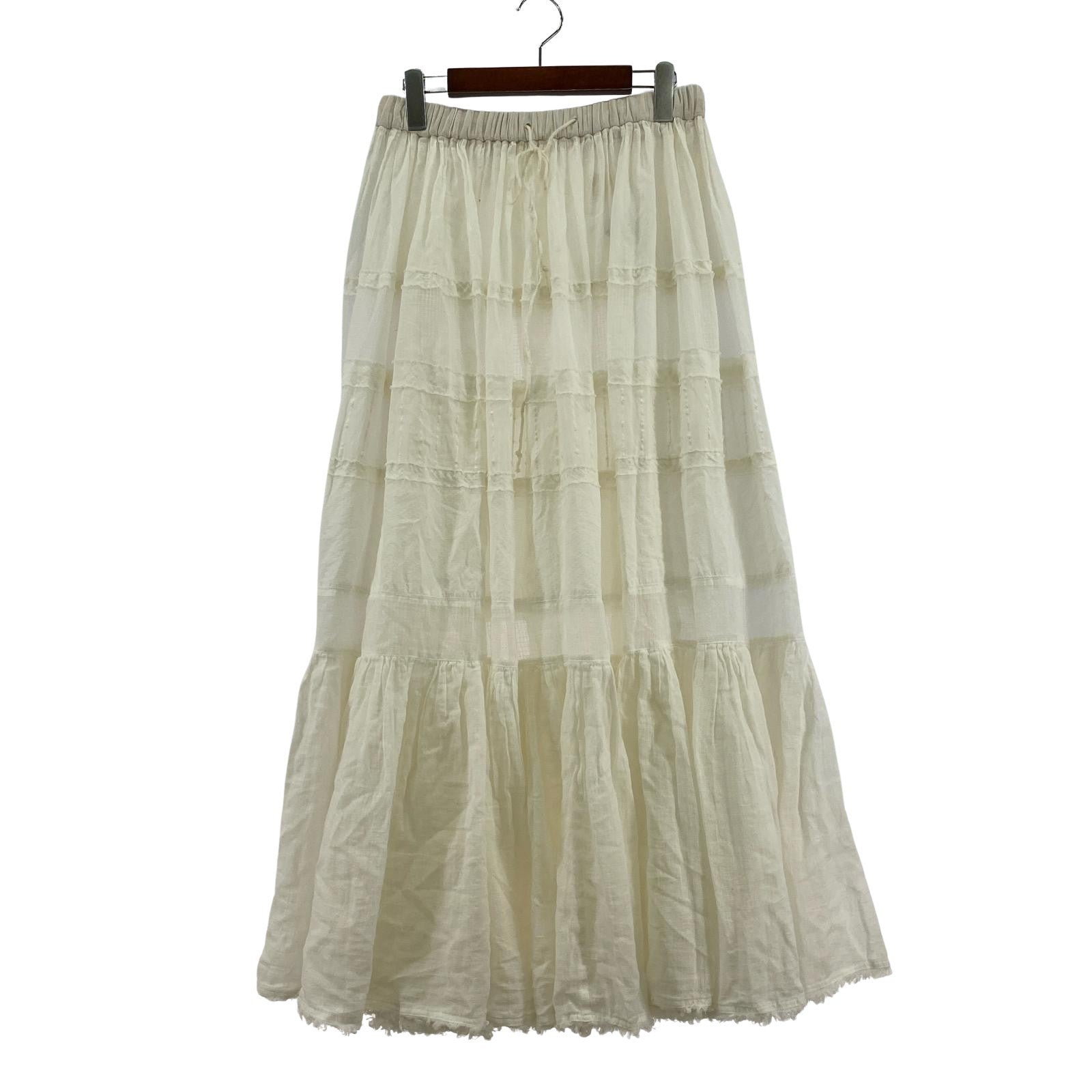 ロングスカート MEDI INDIA COTTON TIERED SKIRT M ホワイト