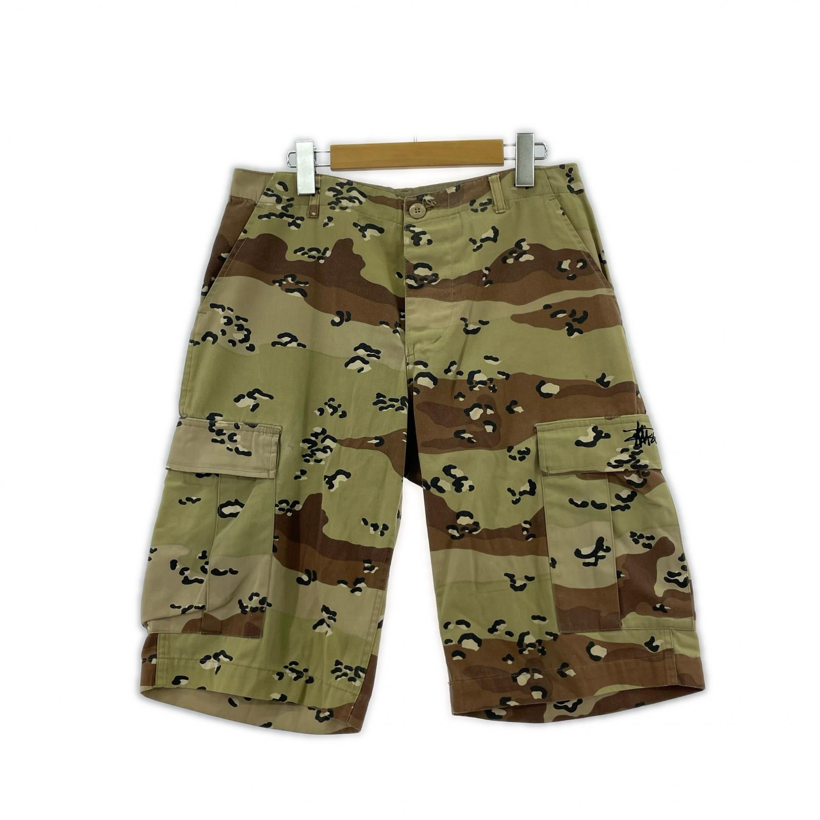 ショートパンツ 90s チョコチップカモ ショートカーゴパンツ カーキ L L