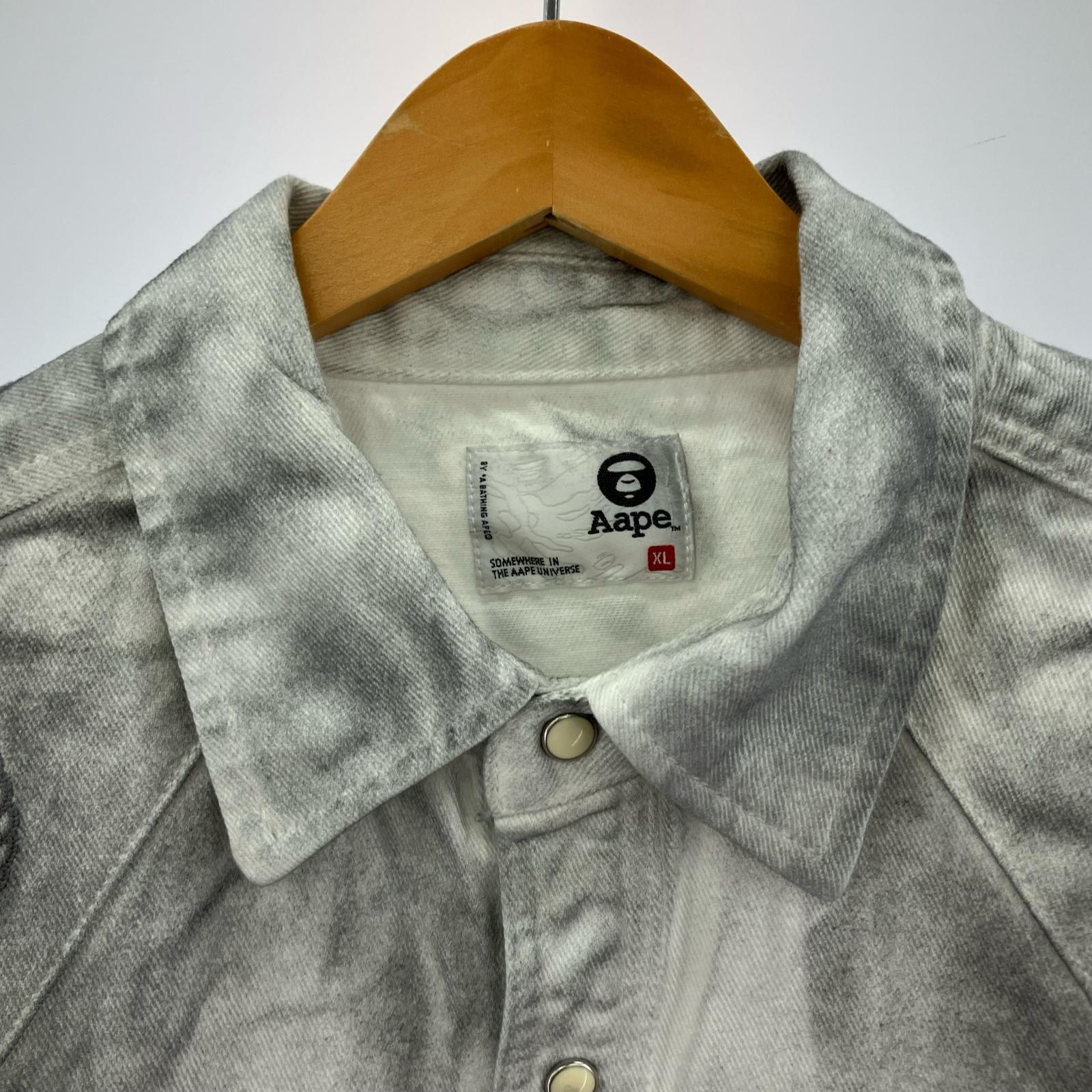 長袖シャツ AAPE ウォッシュ デニムシャツ グレー グレー