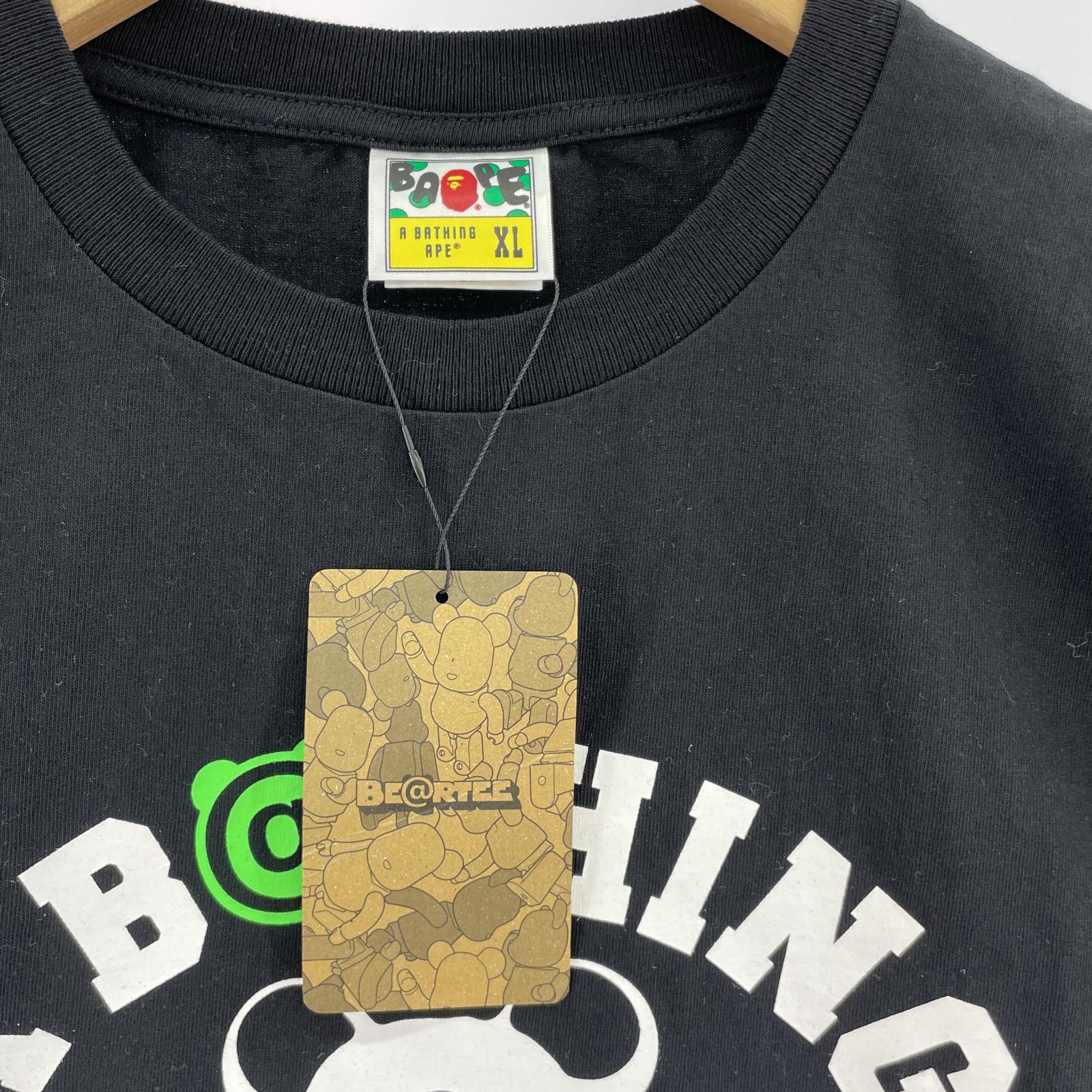 半袖Tシャツ A BATHING APE×BE@RBRICK 2024 3段カレッジTee XL 黒 ブラック