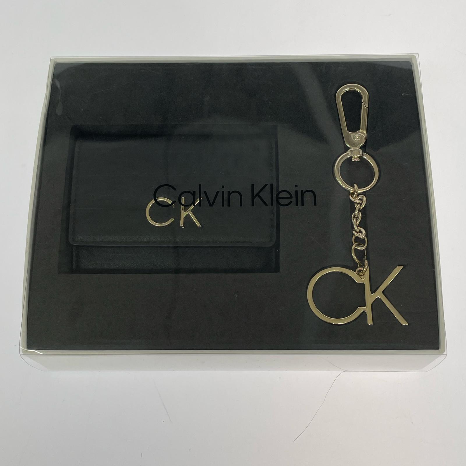コンパクトウォレット Calvin Klein CK トライフォールド コンパクトウォレット 黒 キーフォブ ブラック