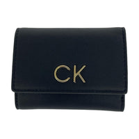 コンパクトウォレット Calvin Klein CK トライフォールド コンパクトウォレット 黒 キーフォブ ブラック