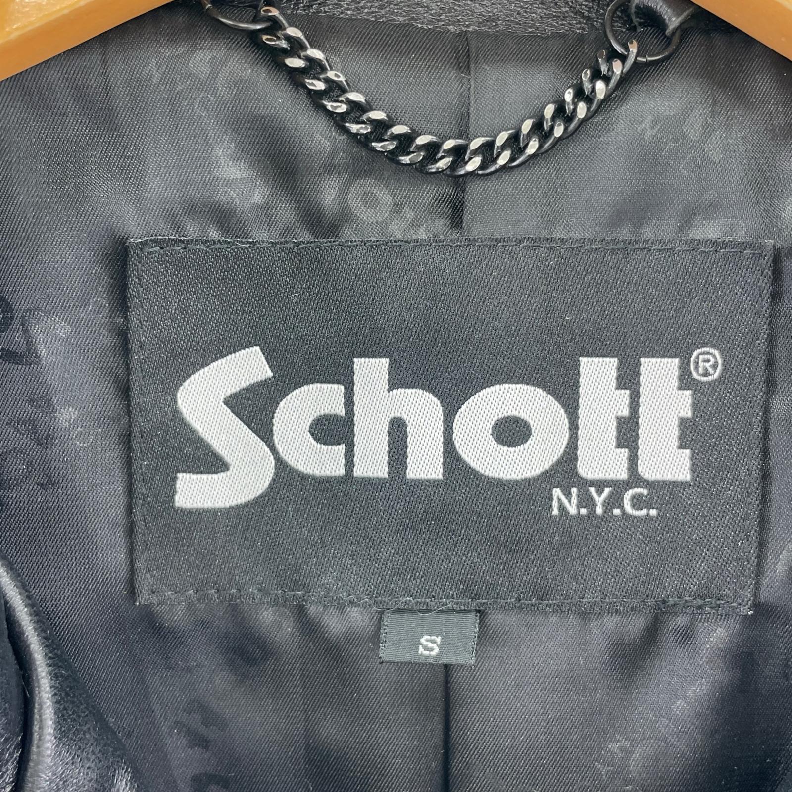 レザージャケット schott NEW DOUBLE BREAST RIDERS 782-3950077 黒 (S) S ブラック