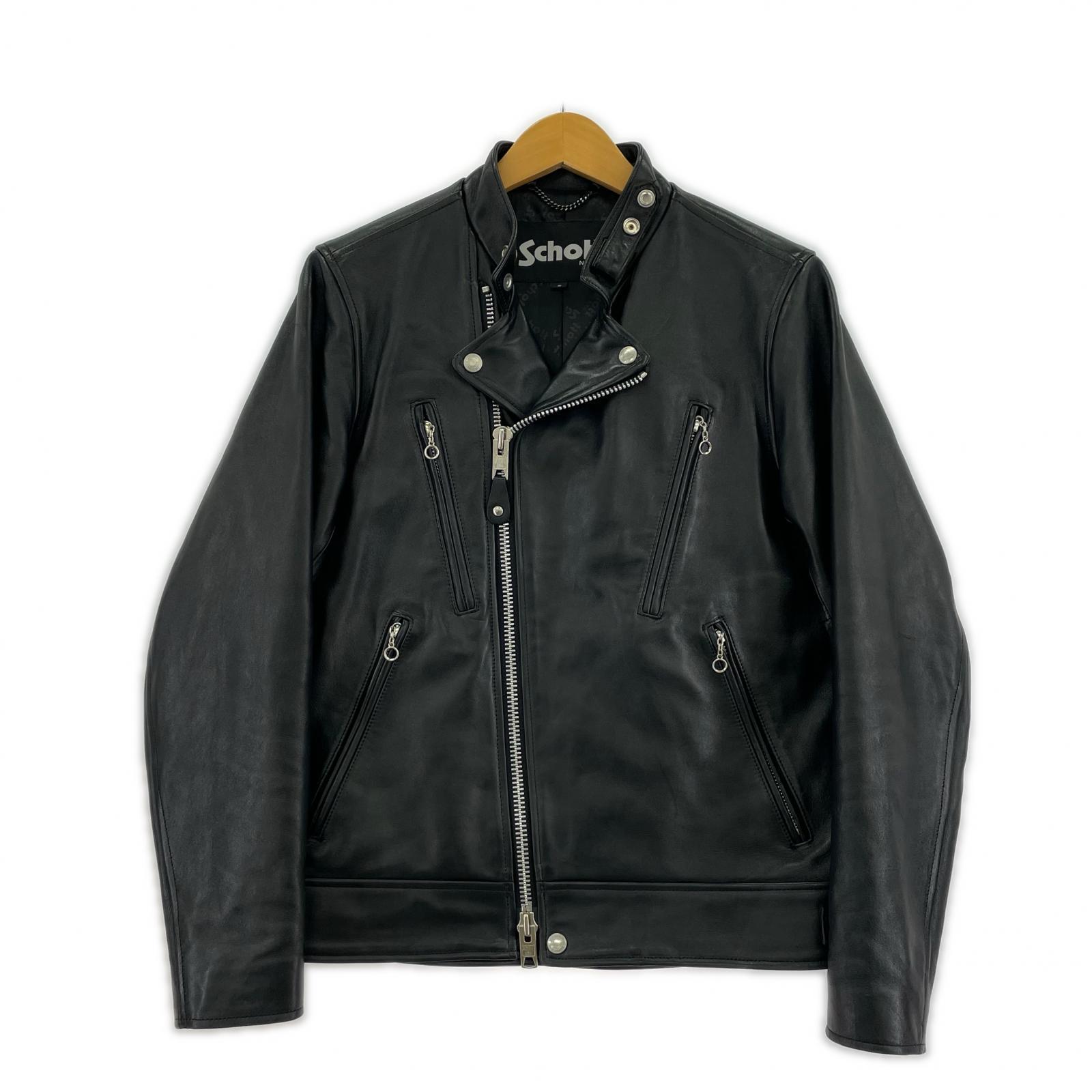 レザージャケット schott NEW DOUBLE BREAST RIDERS 782-3950077 黒 (S) S ブラック