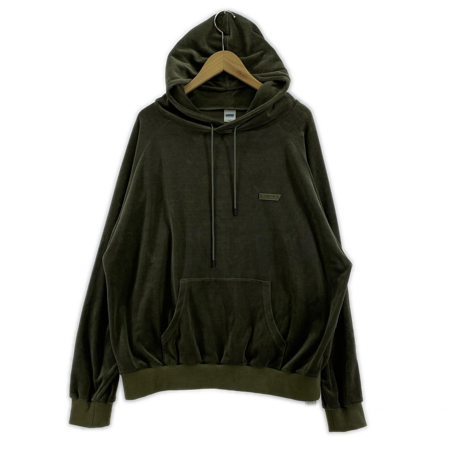 パーカー ベロア ロゴフーディー M M カーキ