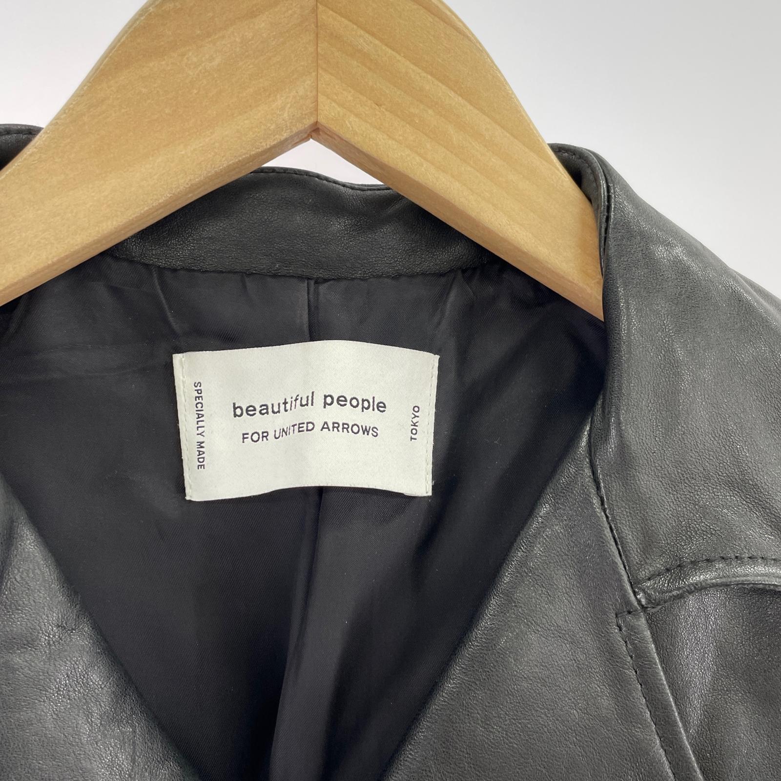 レザージャケット UNITED ARROWS別注 17AW 羊革 ダブルライダース ブラック