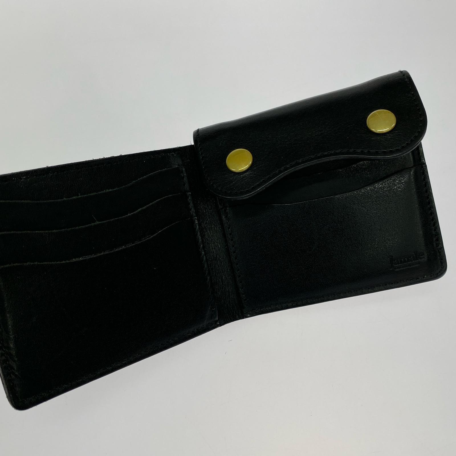 コンパクトウォレット Jamale レザー 黒 ブラック