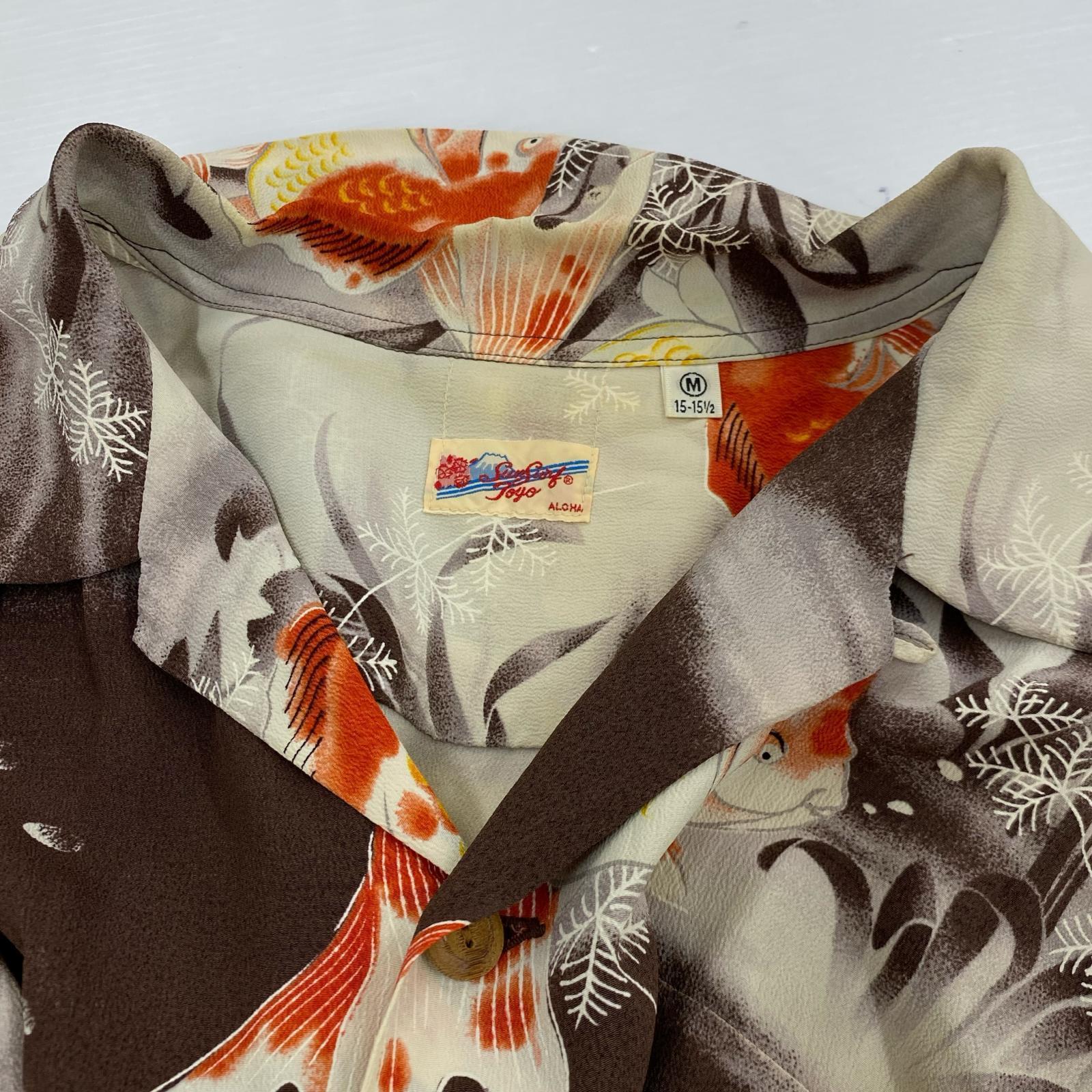 半袖シャツ 金魚 レーヨンシャツ (M) M ベージュ