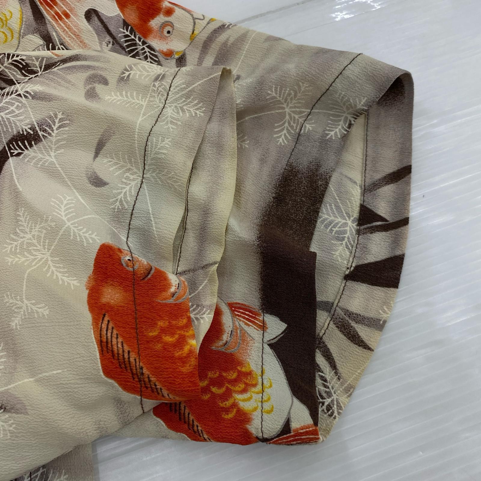 半袖シャツ 金魚 レーヨンシャツ (M) M ベージュ