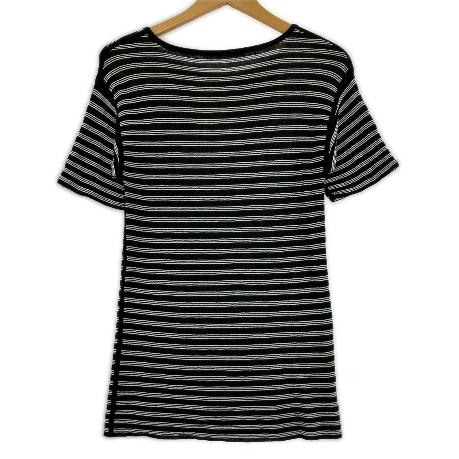 半袖Tシャツ ボーダーカットソー/XS/白黒 S ブラック