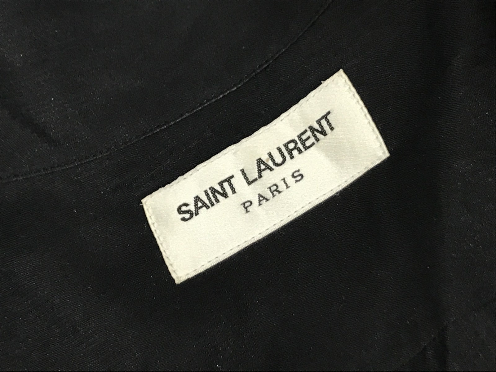 SAINT LAUREN オープンカラー シルクS/Sシャツ 黒