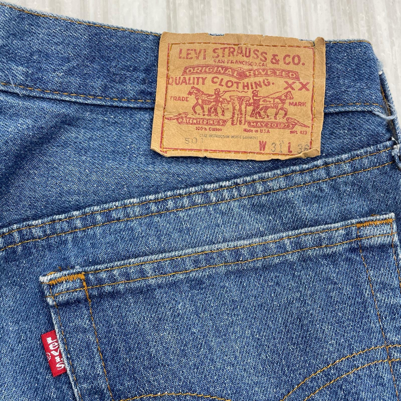 デニムパンツ 80s デニムパンツ ボタン裏524 青 W31L35 31 ブルー