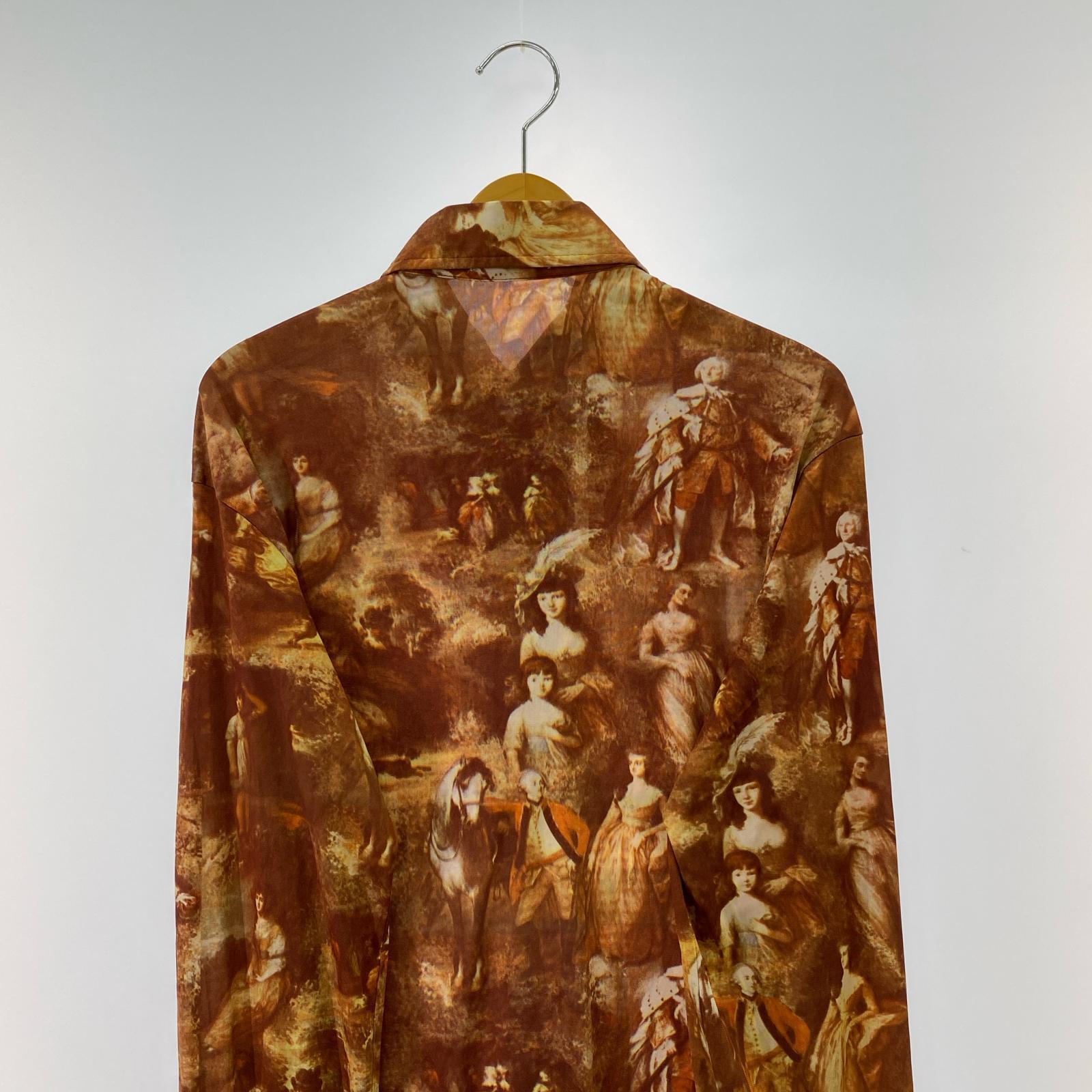 長袖シャツ 70s 西洋画 ポリシャツ (L) L ブラウン